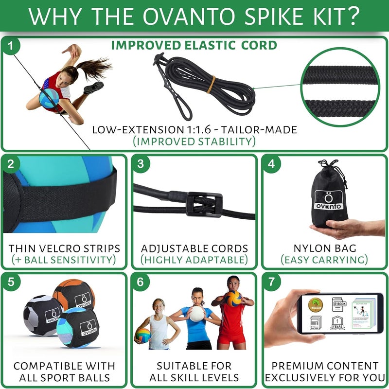 OVANTO Volleyball Training Equipment Aid – Solo Volleyball Equipment in 4 Styles to Serve, Spike, Set and Pass Like a Pro - Adjustable Volleyball Practice Equipment Gift for Beginners & Experts - Image 4